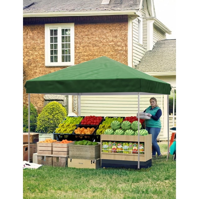 COZONY 10'x10' Pop Up Canopy Tent, Waterproof and UV Protection, 1 Sidewall and 4 Sandbags,Instant Portable and Adjustable Shelter for Deck, Backyard, Garden, Patio,Lawns,Outdoor Activities, Green