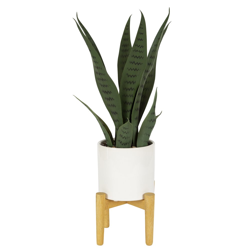 Better Homes & Gardens White Planter with Faux Snake Plant and Pot