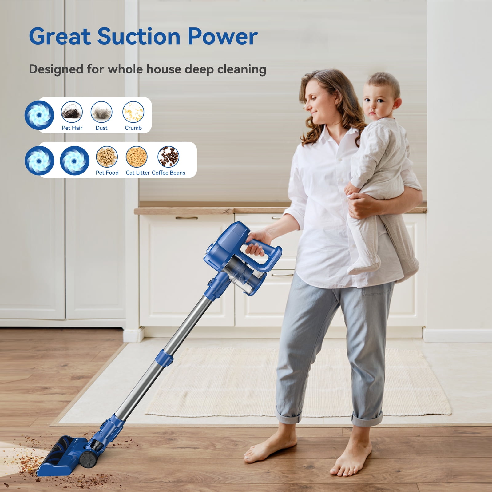 UMLo Cordless Vacuum Cleaner, 6-in-1 Stick Vacuum with 2200 mAh Battery for Home Carpet Hardwood Floor Pet Hair, N3S