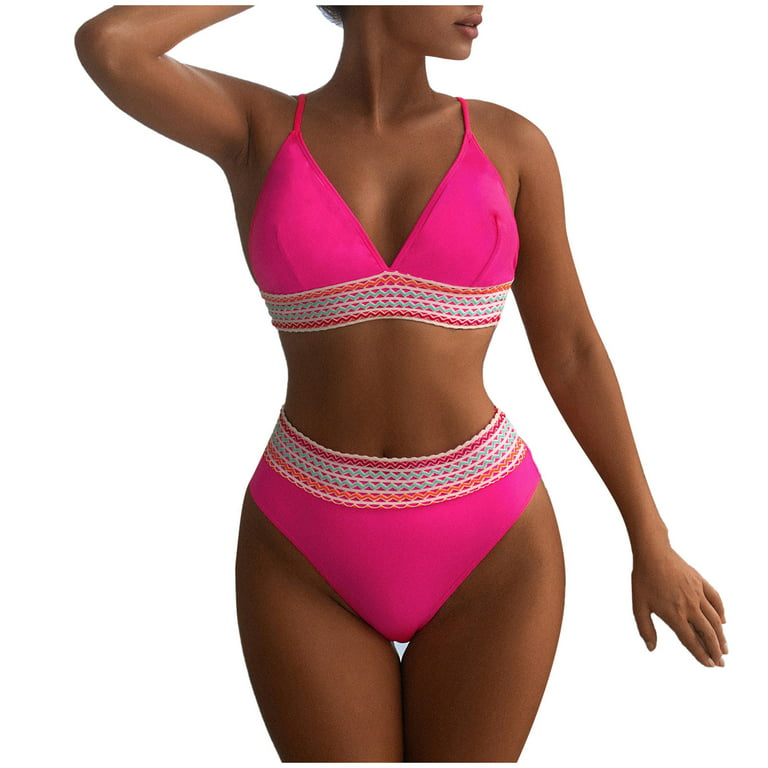 Finelylove Cute Swimsuits Push-Up Sport Bra Style Bikini Pink L 