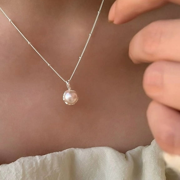 S925 Sterling Silver Single Freshwater Pearl Necklace For Women Irregular