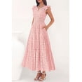 thumbnail image 4 of PRETTYGARDEN Womens Boho Maxi Dresses Summer Floral Lace Eyelet V Neck Spring Wedding Guest Dress Beach Vacation Clothes, 4 of 8