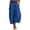 Blue, variant on Women's Solid Color Wide Leg Pants High Waisted Casual Loose Fit Capri Pants with Pockets Elastic Waist for Summer Daily Wear