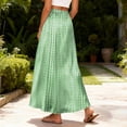 thumbnail image 5 of LWavelet Women Striped Print Maxi Skirt Elastic Waist With Pockets Casual Long Skirt Cyan 2XL, 5 of 5