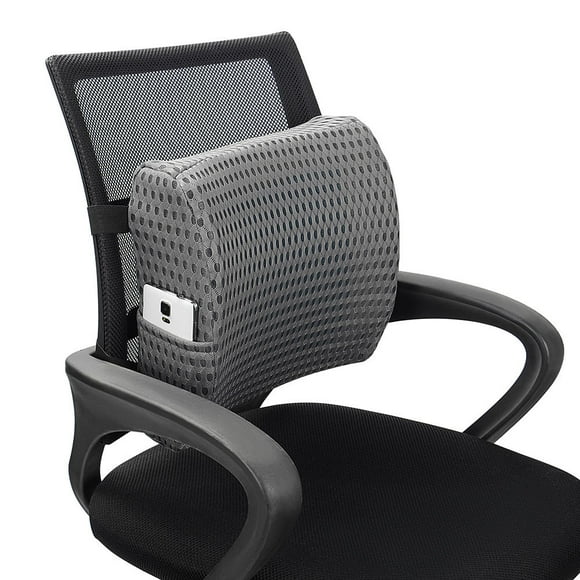 Lumbar Support Pillow, Cool Gel Memory Foam Lower Back Cushion for Office Chair Car, Grey