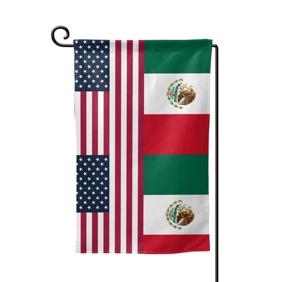 Garden Flag America Mexico Flag Double Sided Small Yard Holiday Garden Flag for Outside Decor 12.5x18 Inch Square