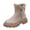 Beige, variant on Wensltd Women Wide Width Boots Fabric Upper Side Zip Round Toe Low Heel Winter Warm Booties