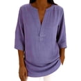 thumbnail image 3 of Aboser Womens Half Sleeve Blouses Dressy Casual V Neck Shirts Going Out Tops 2026 Summer Beach Vacation T Shirt Solid Color Plain Blouse, 3 of 8