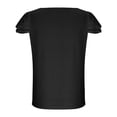 thumbnail image 5 of ASEIDFNSA Girls Square Neck Blouse with Flutter Sleeves Gathered Front and Solid Summer Style (Black,5-6 Years), 5 of 5