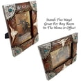 thumbnail image 4 of Urbalabs Cowboy Longhorn and Teal Stone Western Decor Picture Frame 5 x 7 Country Gifts Farmhouse Picture Frames Photo Frame Wall Hanging or Standing 5x7 Elaborate, 4 of 7