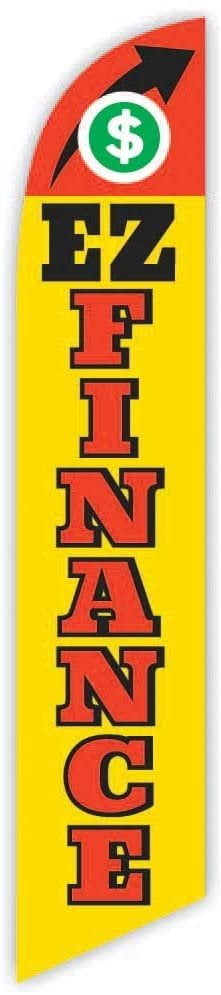 Yellow Windless Banner Flag & 16' Flagpole Kit /Ground Pawn Shop Red 