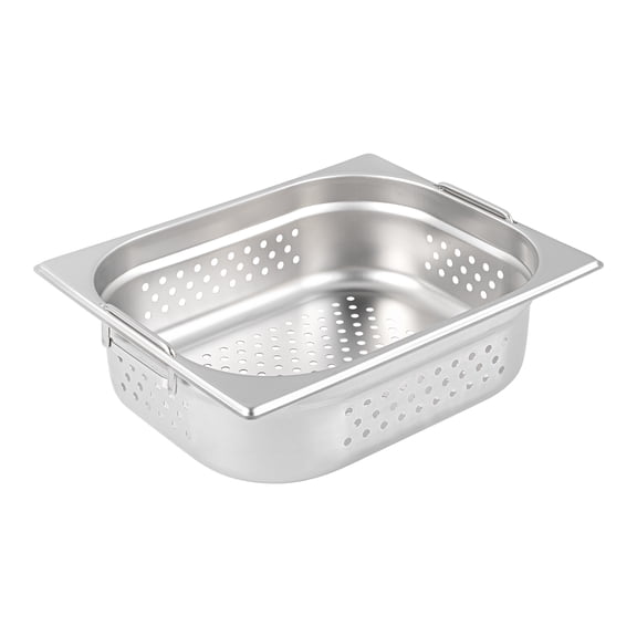 Restaurantware-Perforated Steam Table Pan - Half Size - 4" Deep - Collapsible Handles - Anti Jam - Commercial Grade Stainless Steel - 1ct Box - Met Lux