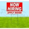 thumbnail image 1 of Now Hiring Apply Inside (18"" X 24"") Yard Sign, Includes Metal Step Stake, 1 of 4