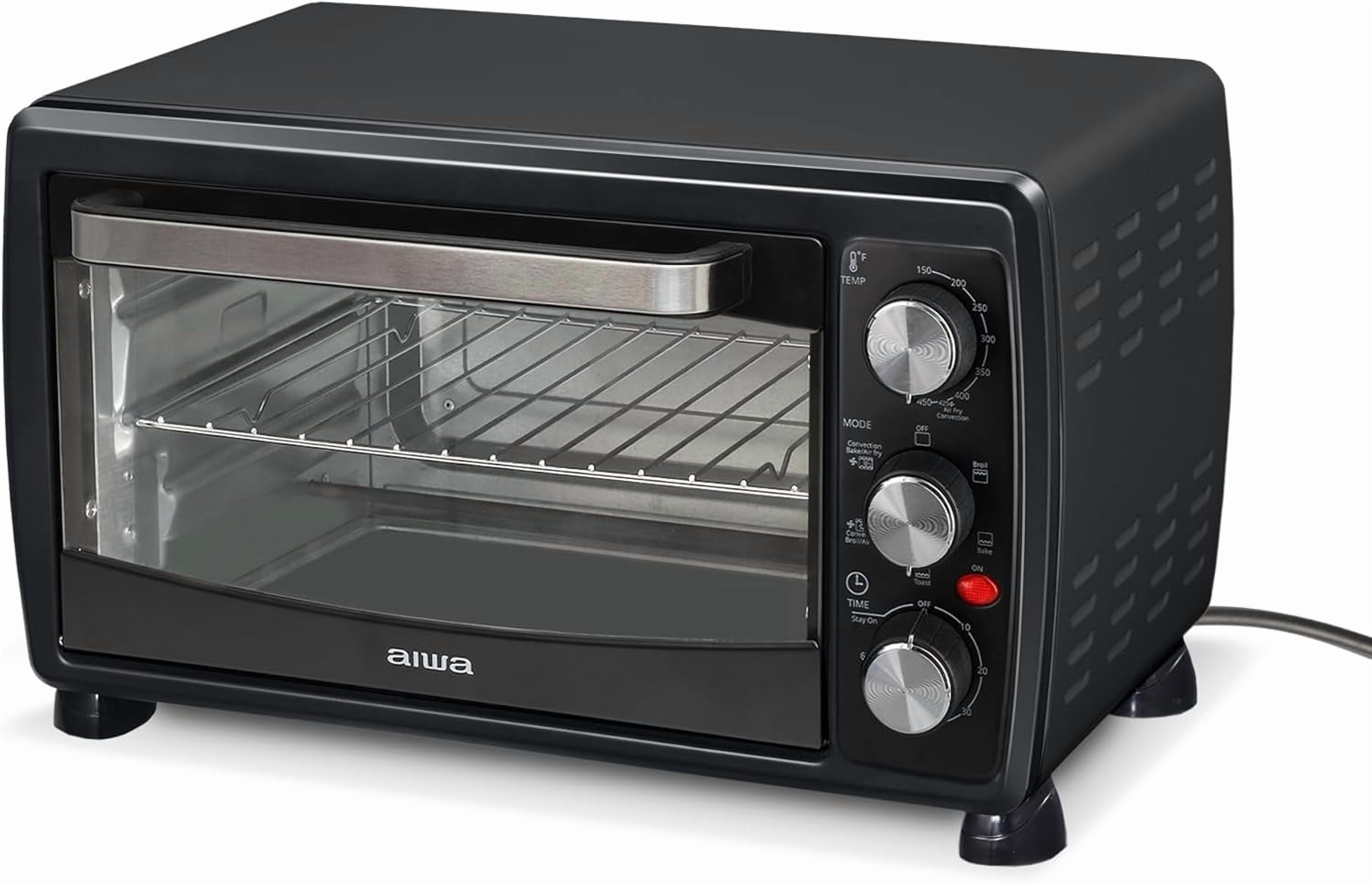 Aiwa Convection Toaster Oven, Countertop Oven with Bake, Toast, & Broil Functions, 1400W, Black