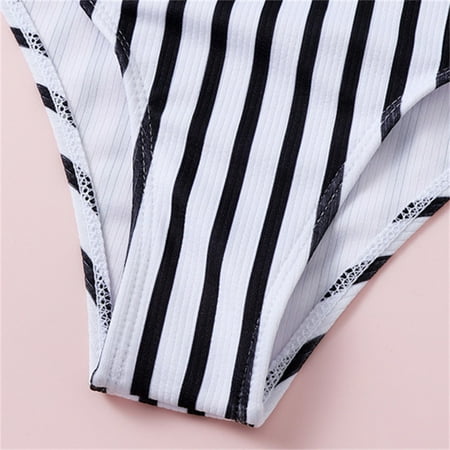 

Gubotare Girls Swimsuit Beach Sport Thin Straps Black Vertical Striped Swimsuit Girls Size 12 Bikini Swimsuit Black 9-10 Years