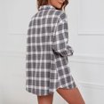 thumbnail image 4 of Lindreshi Shackets for Women 2023 Fall Fashion Woman Long Sleeve T-Shirt Open Front Loose Outerwear Plaide Blouse Coat Tops, 4 of 7