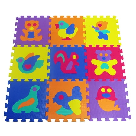 ProSource Kids Animals Interlocking Puzzle 9 Tiles Foam Play Mat