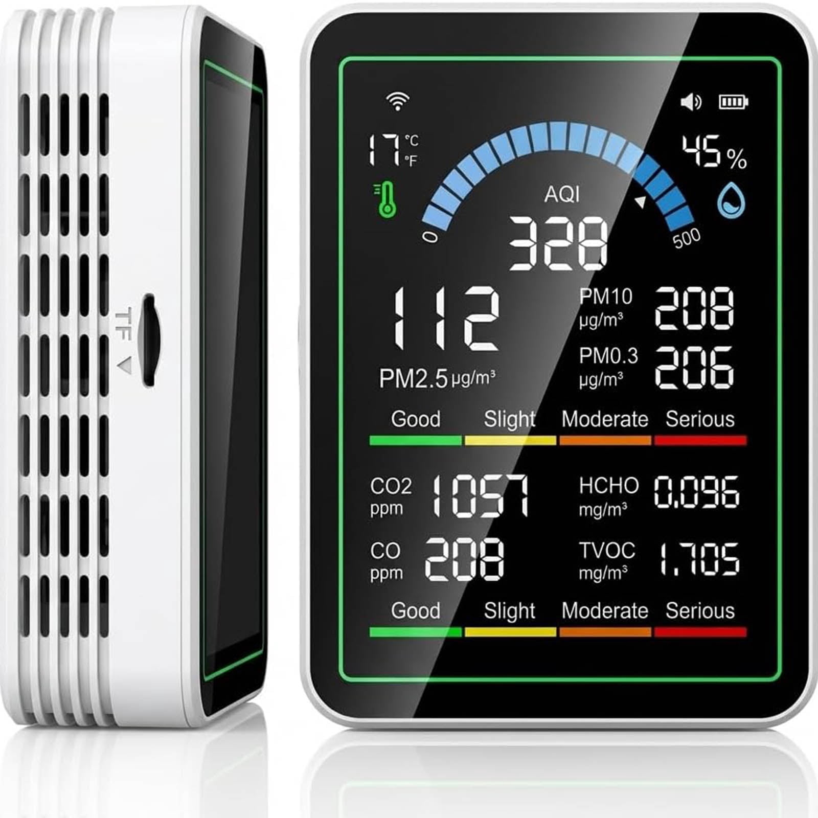 Hotel Indoor Air Quality Monitor 10 in 1 Portable Smart Tester CO2 CO TVOC HCHO PM0.3 1 AQI Humidity