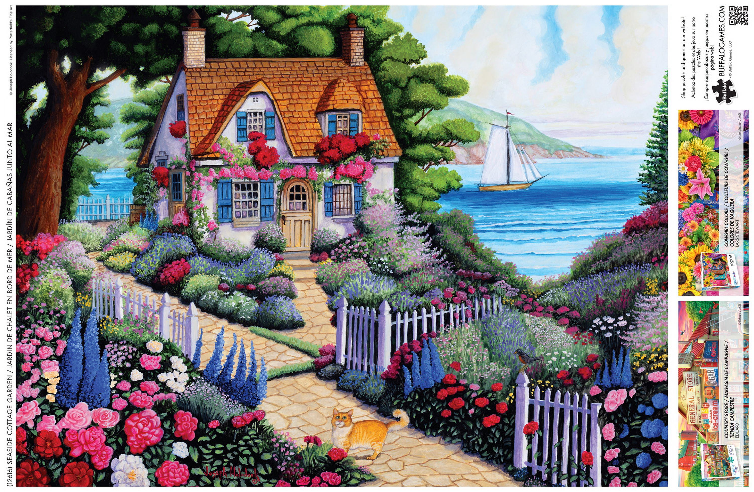 Buffalo Games Seaside Cottage Garden 1000-Piece 26.75 x 19.75-Inch Interlocking Jigsaw Puzzle for Adults Ages 14+