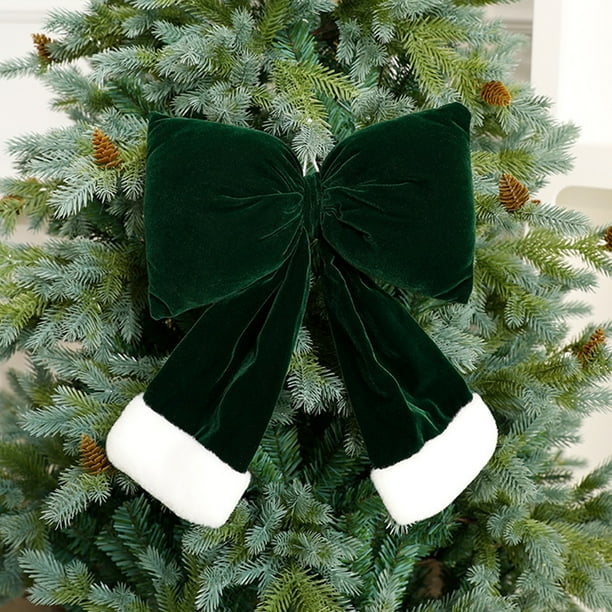 Xihbxyly Lazo Navideño de Terciopelo Verde, Llamativo Adorno Navideño, Tela Suave y Elegante, Perfecto para Árbol de Navidad, Bodas y Decoración Del Hogar. Tamaño 35 X 28 Cm, Ideal Como Regalo Festiv
