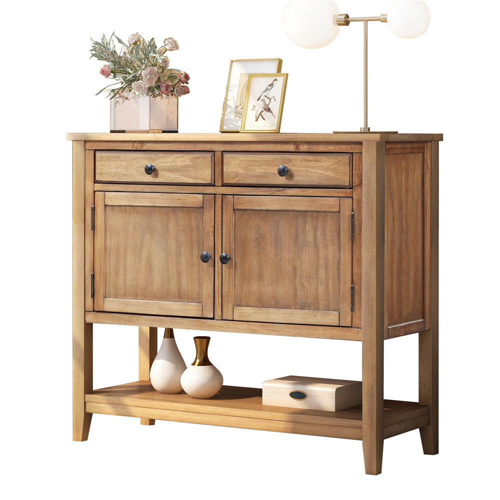 Rustic Style Modern Console Table 2 Drawers Large Cabinet Cupboard with ...