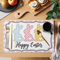 thumbnail image 2 of Happy Easter Placemats Set of 8, Cute Lovely Colorful Rabbits Silhouette Pink Checkered Placemats for Dining Table, Place Mats for Kitchen Tabletop, Waterproof Wipeable Dining Table Mats Set, 2 of 9