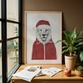 thumbnail image 6 of Santa Lion - Illustration Christmas Animal Wildlife Humor Portrait Sketch Oak Framed Wall Art Print 24 x 36 inches, 6 of 59