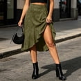 thumbnail image 5 of ClodeEU Women's High Waist Irregular Ruffle Midi Skirt,Casual Flowy A Line Wrap Skirt Army Green,Women's Plus L, 5 of 8