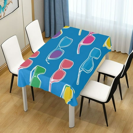 

60x90 Inch Tablecloth Polyester Square Tablecloth for Home Kitchen Dinner Decor Colorful Sunglasses