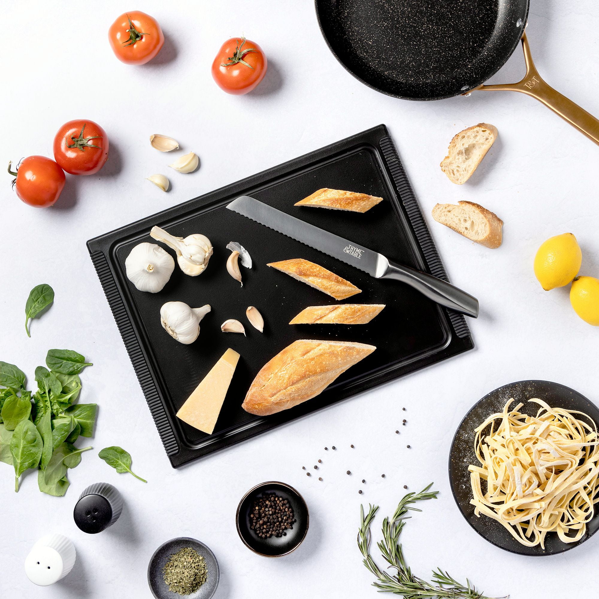 Thyme & Table Essential Poly Cutting Board, 12 in x 16 in, Black