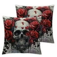 thumbnail image 2 of Acheng Valentine's Day Throw Pillow Covers Skull Roses Gothic Floral Heart Shaped Red Black Cozys Decorative Washable Bed Home Living Rooms Sofa Outside Square Pillow Covers Pack of 2 White, 2 of 6