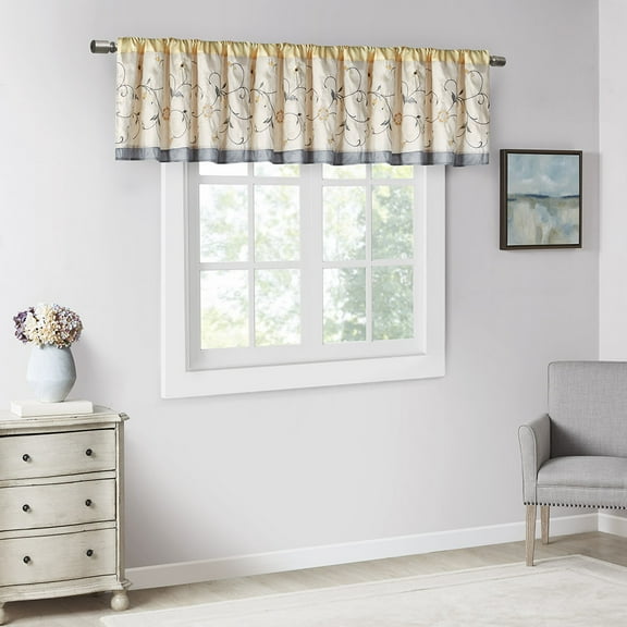 MAYEERTY 50x18" Embroidered Window Valance Yellow