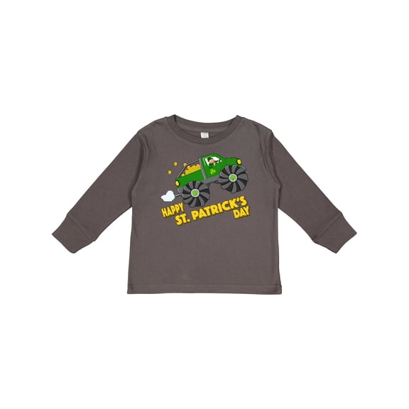 Inktastic Happy St. Patrick's Day Monster Truck with Leprechaun Boys or Girls Long Sleeve Toddler T-Shirt
