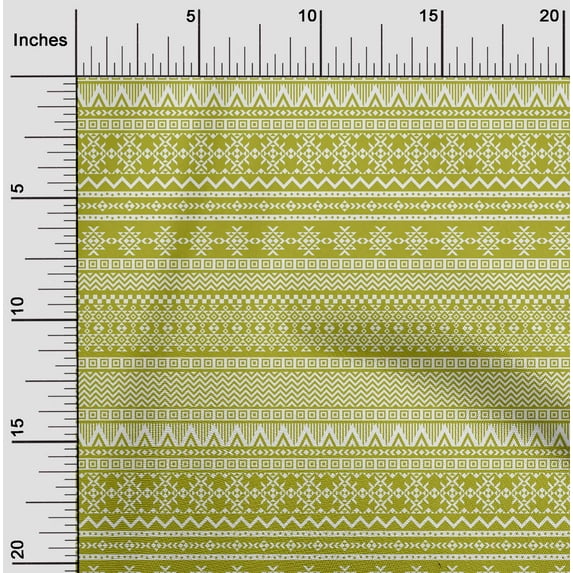 oneOone Cotton Flex Lime Green Fabric Aztec Tribal Dress Material Fabric Print Fabric By The Yard 40 Inch Wide