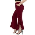 thumbnail image 2 of Ltctricy Women's Vintage Flared Leggings Casual High Waisted Tie Side Ruffle Workout Yoga Pants Gothic Bell Bottoms(Wine,X-Large), 2 of 7