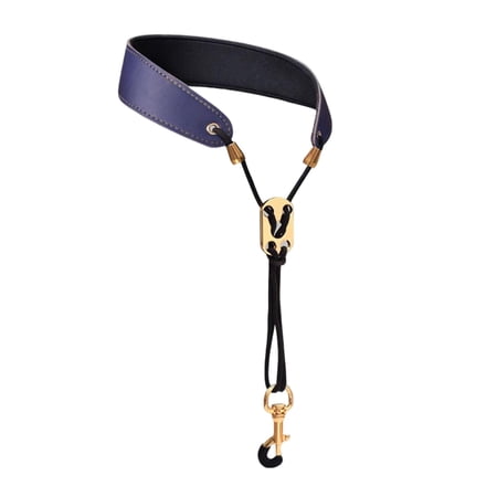 Neck Strap Accs PU Leather Comfortable Harness Adjustable Length for Alto Tenor Soprano Bass Clarinet Blue