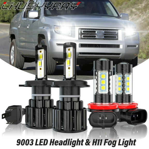 For Honda Ridgeline 2006 2007 2008-2014 4x 6000K White LED Headlight High Low Beam Fog Light Bulbs