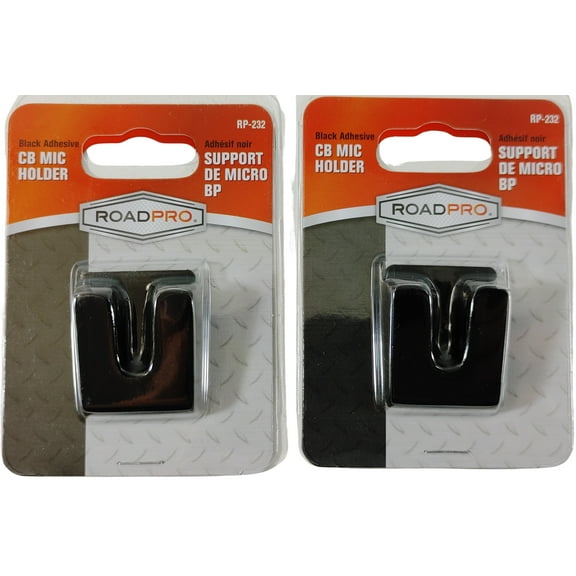 Lot of 2 RoadPro RP-232 Black Double Sided Tape Style CB Radio Mic Holders