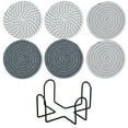 thumbnail image 2 of Ikohbadg Woven Round Non-Slip Cotton Placemats, 6pcs Thermal Insulation Table Coasters with Storage Holder, Durable Kitchen Trivets, Easy to Clean Hot Pads for Dining Table, 2 of 6
