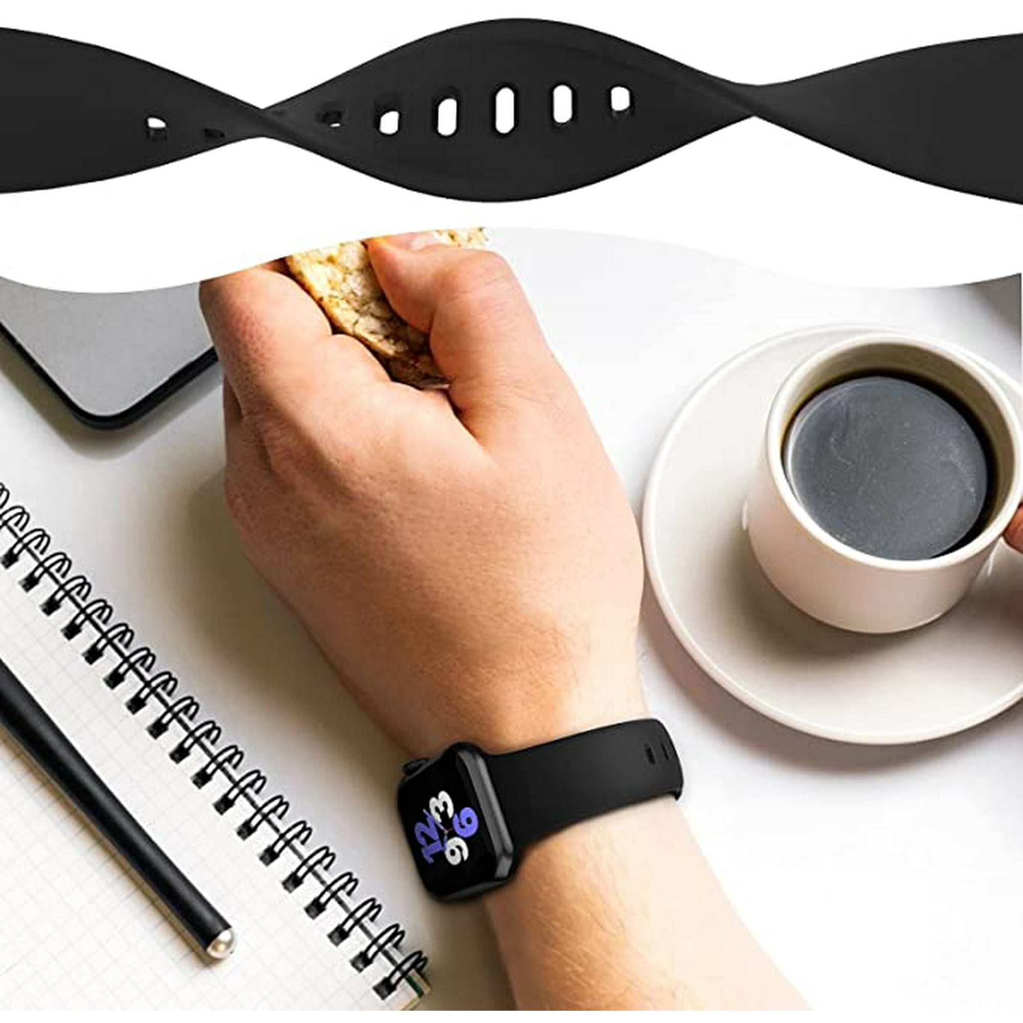 6 Pack Bands Compatible with Apple Watch Band 38mm 40mm 41mm 42mm 44mm 45mm Men Women Soft Silicone Sport Strap for iWatch Series 7 6 5 4 3 SE Black Gray White Stone Pink Sand Lavender Gray