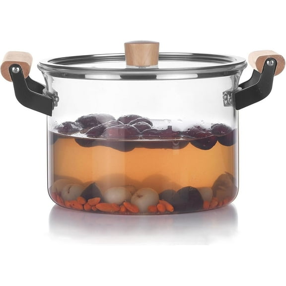 Glass Saucepan with Cover,3.5L/118 OZ Heat-resistant Glass Stovetop Pot and Pan with Lid, The Best Handmade Glass Cookware Set Cooktop Safe for Pasta Noodle, Soup, Milk, Baby Food (3.5L/118OZ)