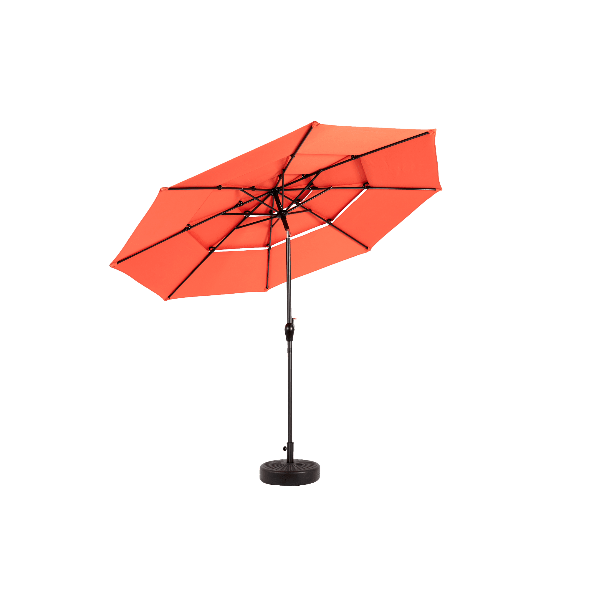 Leumius 10ft Outdoor Patio Umbrellas for Outside,3 Tier Auto-tilt Vented Market Table Umbrella for Backyard, Deck, Garden,Orange(Base Not Included)