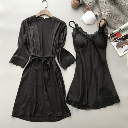 

Gyouwnll Sleepwear For Womens Pajamas For Women Nightgowns For Women Lingerie Women Silk Lace Robe Dress Babydoll Nightdress Sleepwear Kimono Set