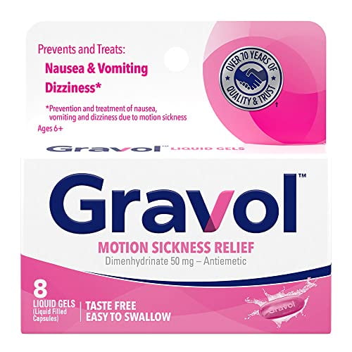 Gravol Motion Sickness Prevention and Relief SoftGel, DMH, 8 Count