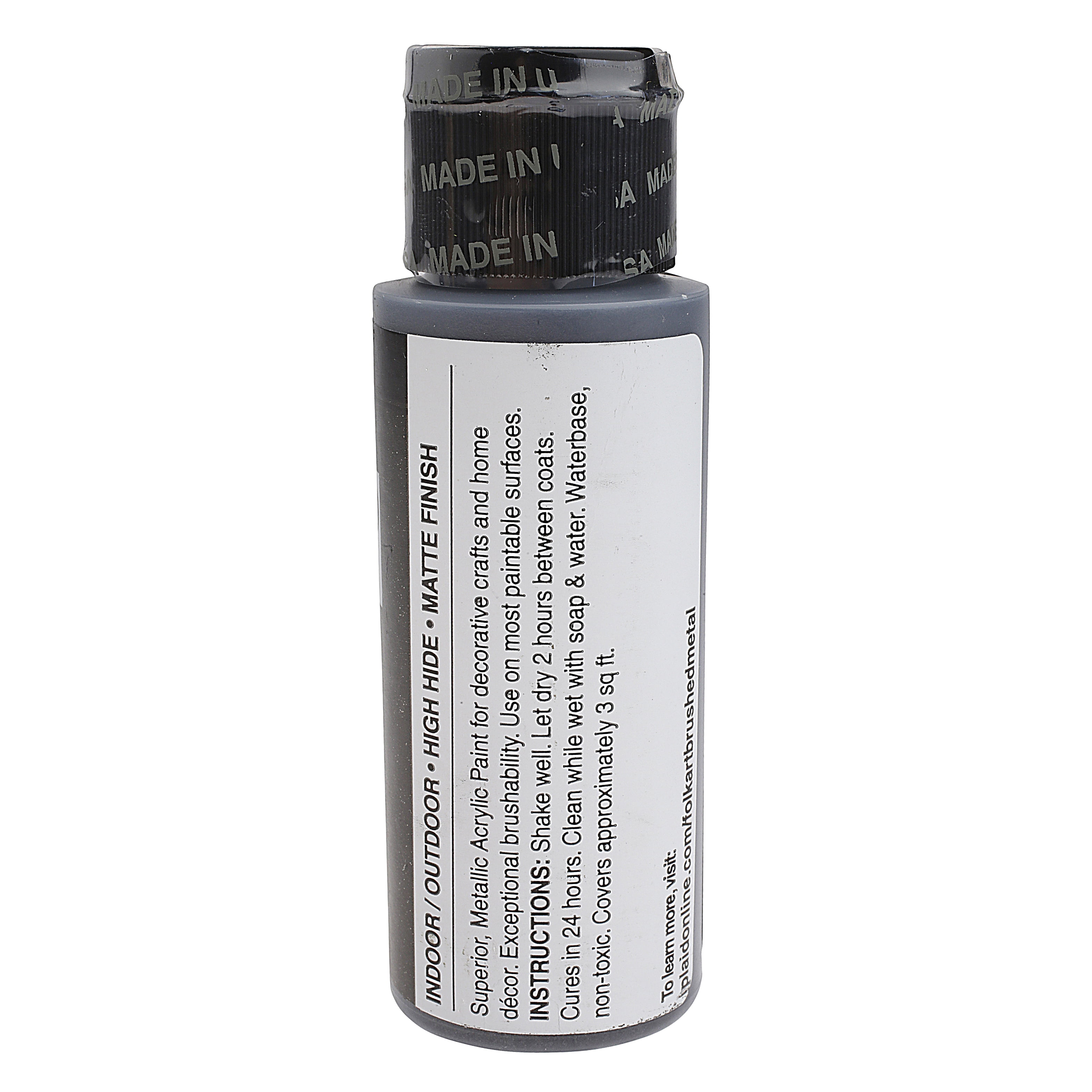 FolkArt Brushed Metal Acrylic Paint, Matte Finish, Brushed Black, 2 fl oz