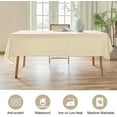 thumbnail image 6 of Parojati Textured Linen Tablecloth Rectangle 52×70 inch Waterproof Wrinkle-Free Stain Resistant Table Cloth Wipeable Spill-Proof Linen Dining Table Cover,Ivory, 6 of 10