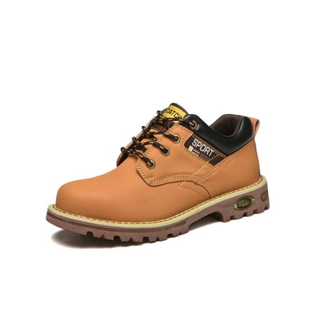 

Woobling Men Anti-collision Industrial Shoes Lace Up Safety Boot Working Slip Resistant Puncture-proof Hiking Bootie Yellow 5.5