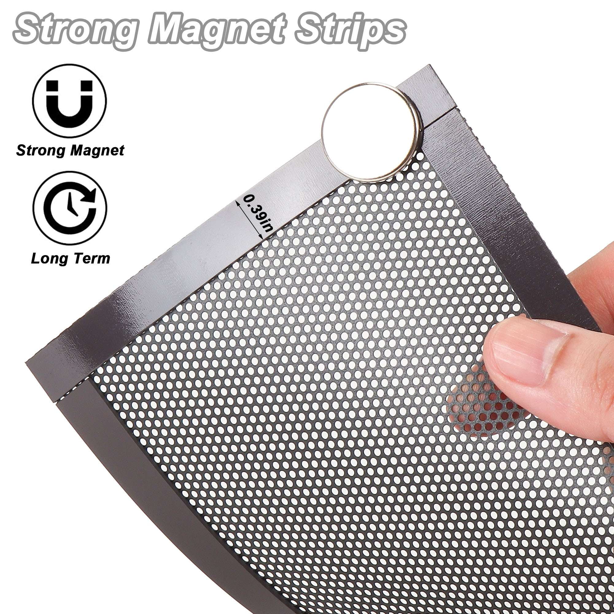 Gustave 4Pcs Floor Register Vent Cover 4"x10" Magnetic Air Vent Dustproof Bug Screen Mesh Covers for Home Ceiling Wall Floor Air Vent Filters, Black
