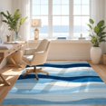 thumbnail image 3 of Design&I 4'x6' Ultra Soft Area Rug, Ocean Wave Themed Ripple Abstract Nautical Horizontal Bands Theme None Fluffy Washable Non Shedding for Bedroom Living Room Home Office, 3 of 7