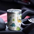 thumbnail image 4 of 30oz White Dinosaurs Clouds Leaves Pattern Tumblers Stainless Steel Tumbler with Lid and Straw,Vacuum Insulated Double Wall Travel Tumbler Cups Mug with Cleaning Brush for Coffee,Tea, 4 of 7